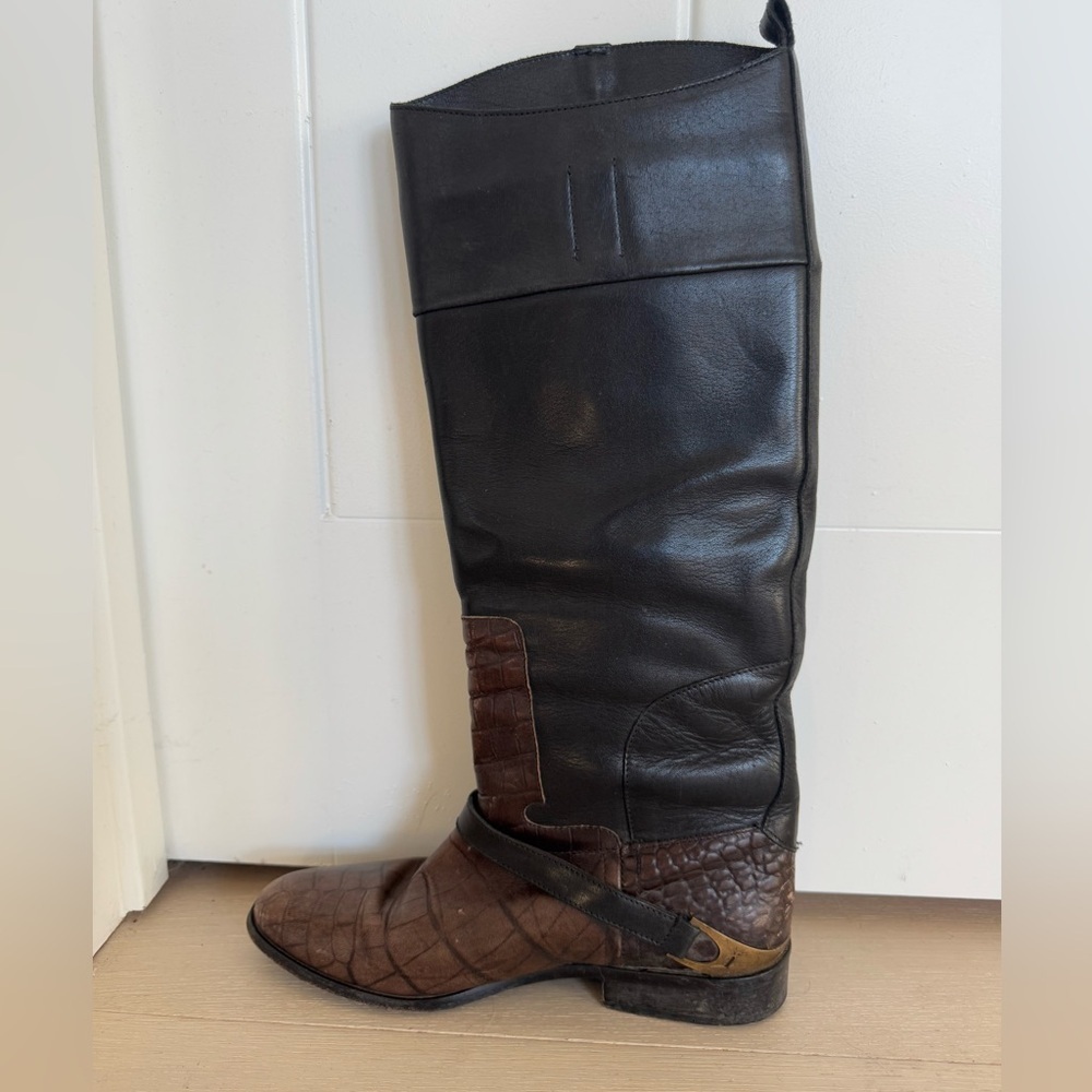 Golden Goose pull on croc leather riding boots size 39 9 - Picture 4 of 13